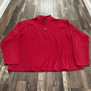 Vintage L.L. Bean Men's Bright Red Zip-Up Sweater